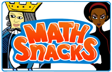 Image of the Math Snacks title slide featuring two of the characters.