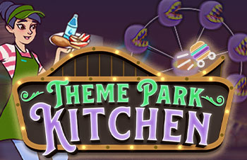 Theme Park Kitchen banner design with characters 