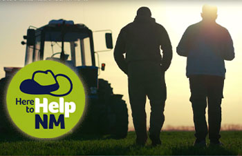 Here to Help Logo with two farmers talking