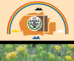 Navajo Nation flag with green plant field